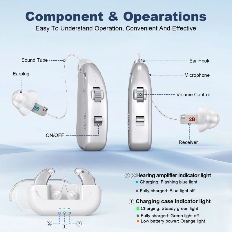 Hearing Aid Elderly Rechargeable Aids Deaf Adjustable Sound Amplifier