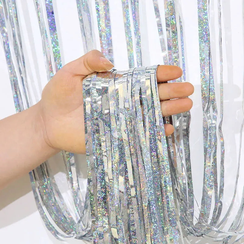 1 2 3 Meters Party Backdrop Wedding Decor Curtains Tinsel Curtain Zpaxo silver 1MX3M