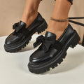 2025 New Women Loafers Bow Casual Rubber Sole Shoes Round Toe British Style Sneakers Women Thick-Soled Korean Style Women Shoes Zpaxo Black matte 40