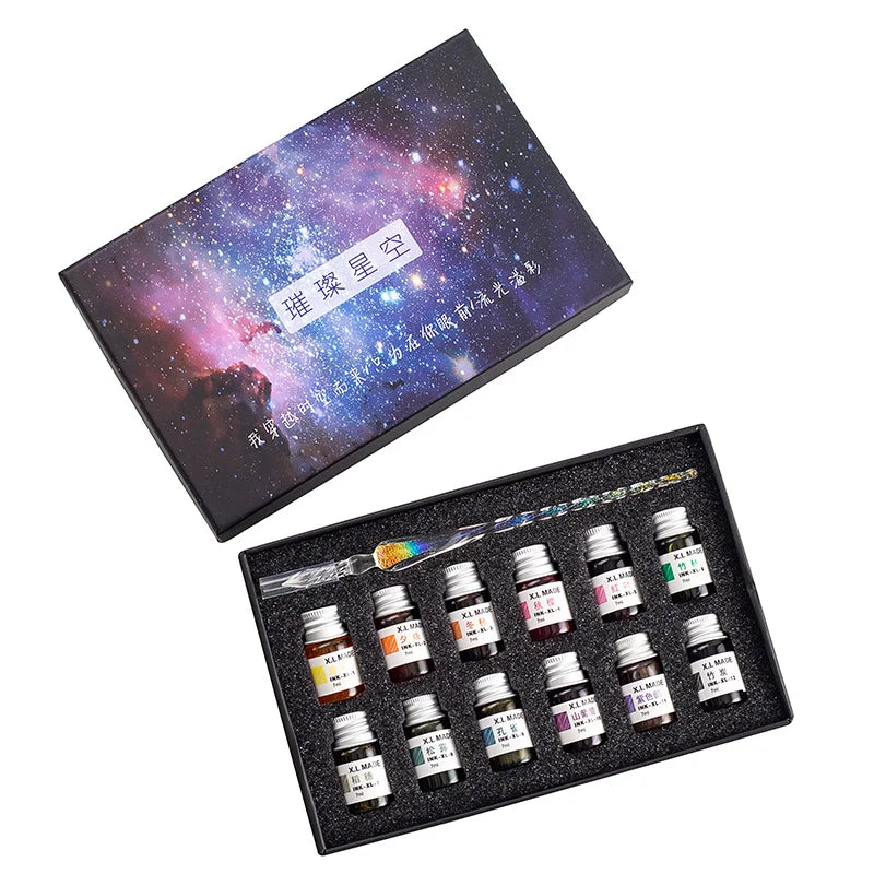 Star Glass Dip Pen Set – Gold Ink Gift Box | Creative Writing