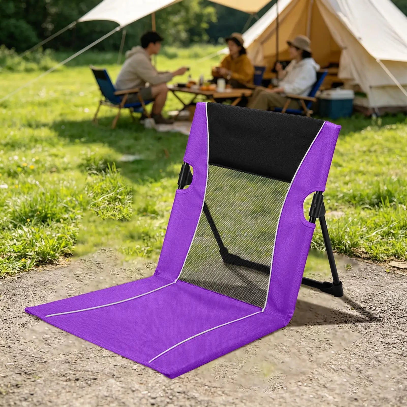 Low Beach Chair Foldable Poolside Lounge Seat Carry Bag Tanning
