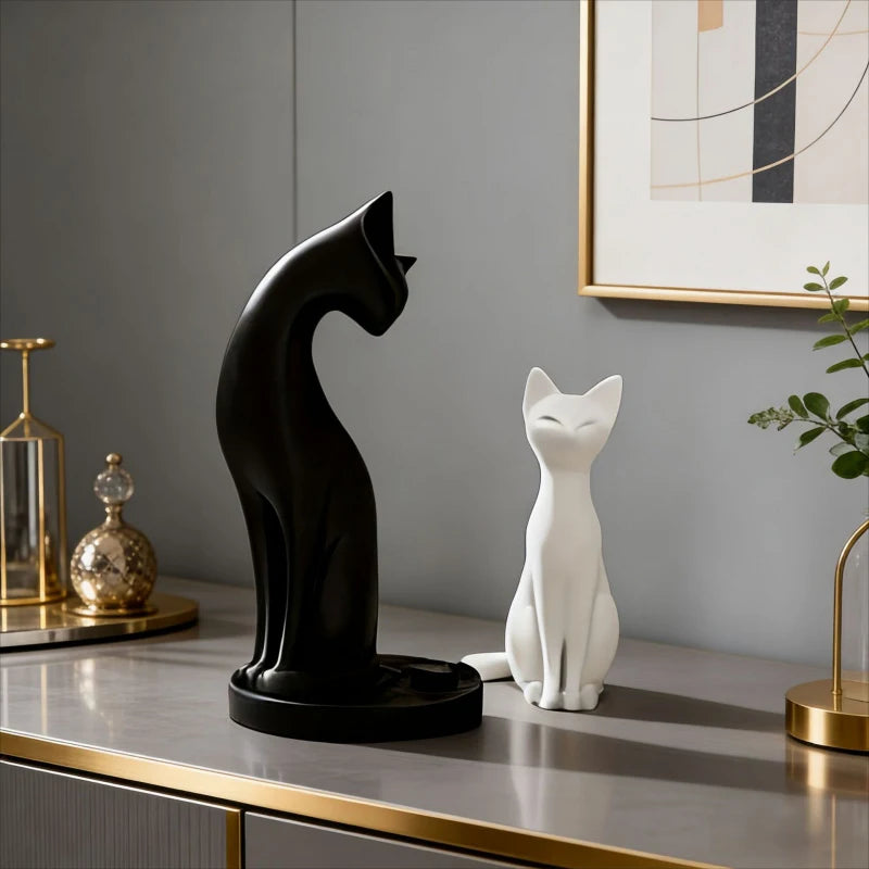 Creative Elegant Cat Couple Sculpture Home Decor Perfect Living Rooms