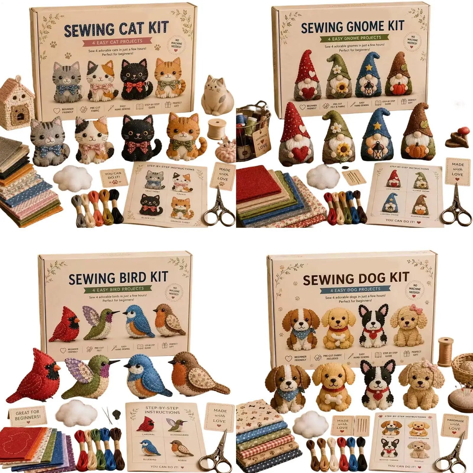 3D Bead Animal Mini Gnome Bird Puppy Cat Instructions Themed Beadwork Zpaxo
