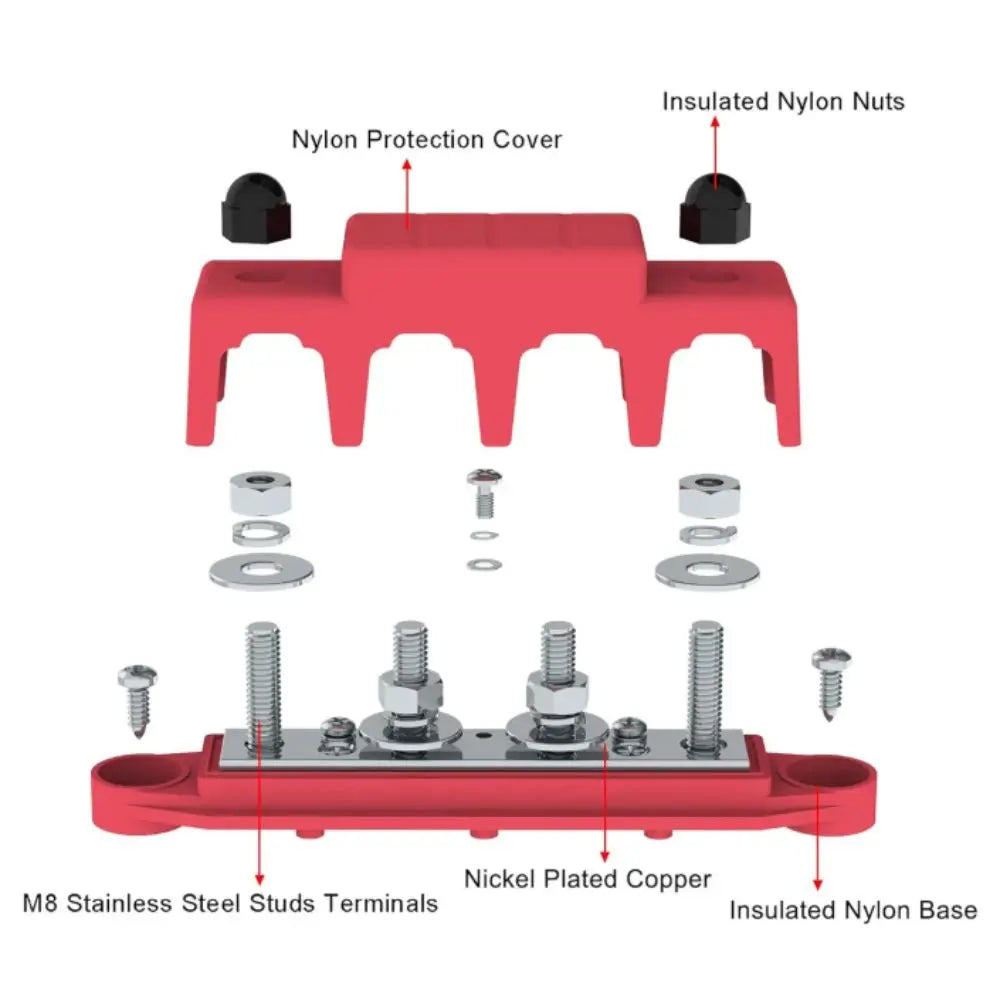 M10 Stud Bus Bar Terminal Block 5 Way Negative Busbar Boat Yacht Zpaxo
