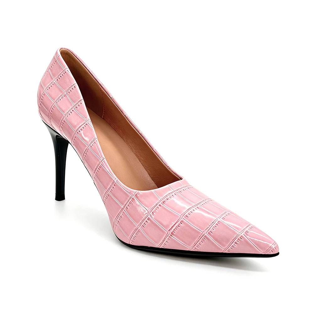 Women's Pink 9cm Stiletto Ankle Strap Pumps | Office & Party