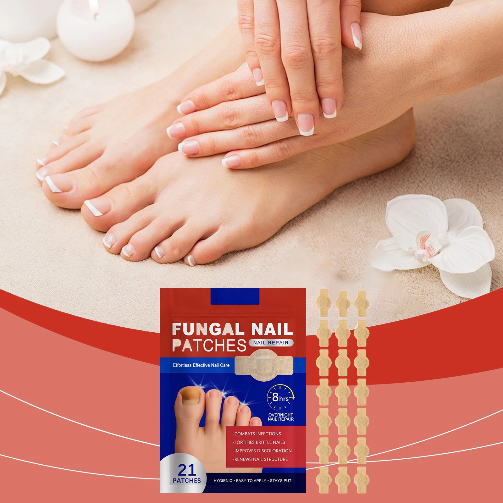 21-Piece Fungal Nail Repair Patches – Ingrown & Damaged Nail Nail Care Patches Zpaxo