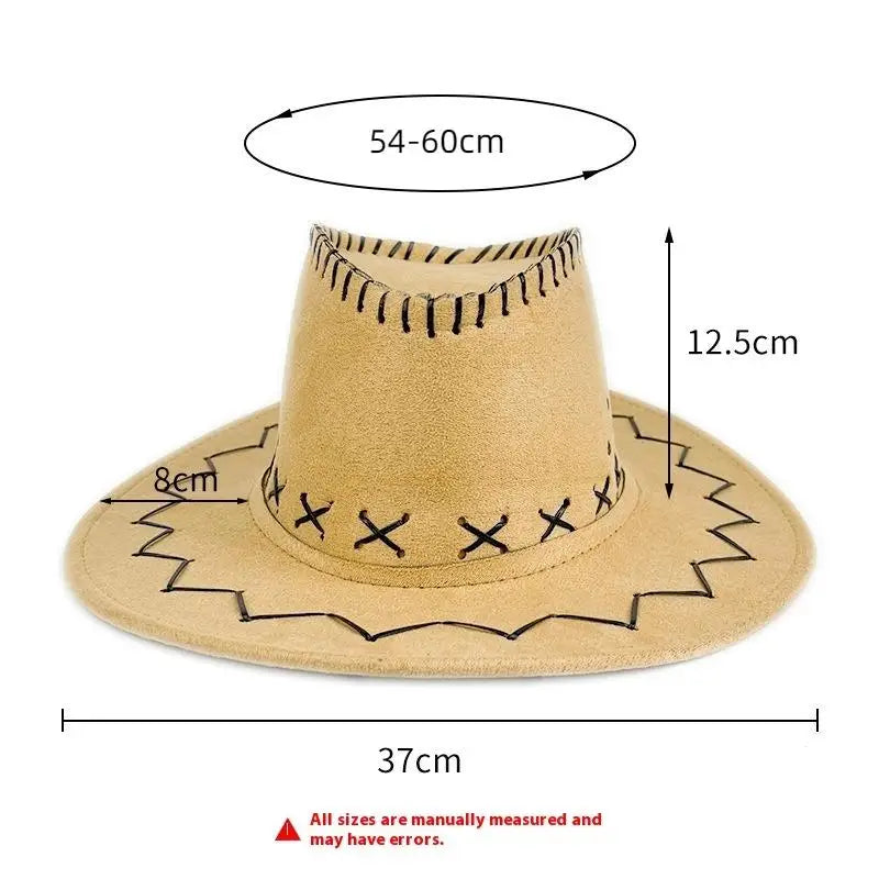 Women Men Cowboy Hat Western Suede Cowgirl Hats Fashion West Fancy Zpaxo