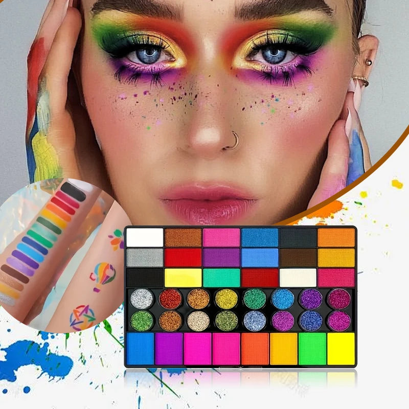 42 Colors Face Body Painting Water Soluble UV Neon Paint Art Makeup Zpaxo