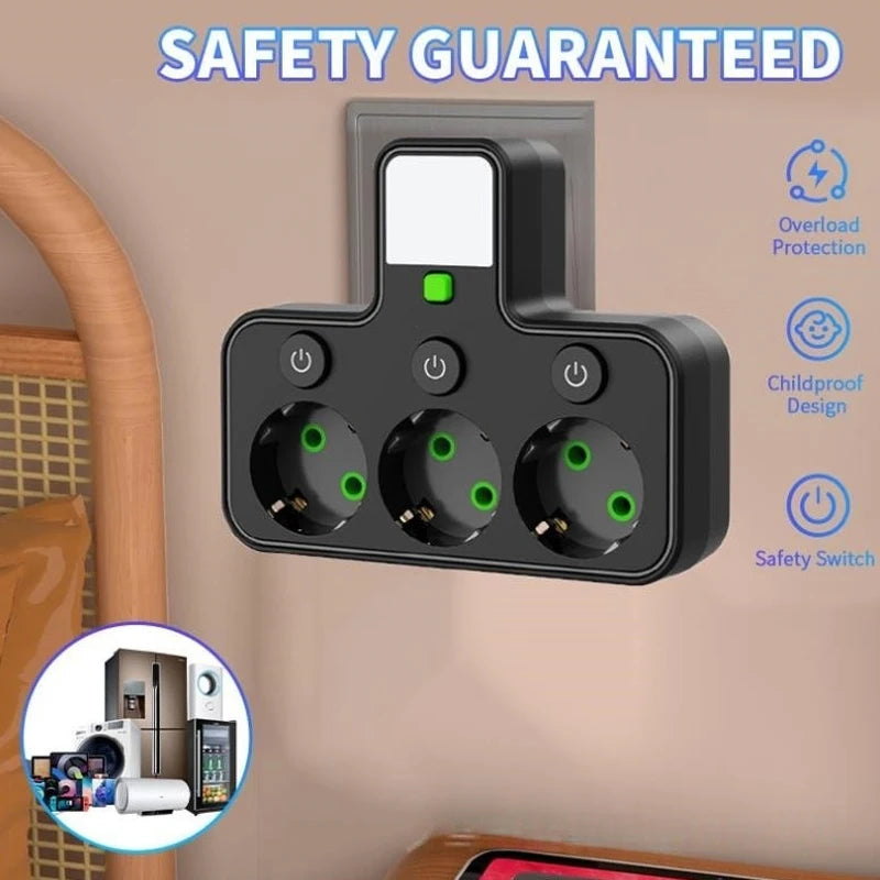 EU Power Strip with USB-C, Multiple AC Outlets & Switches EU Power Strip Zpaxo