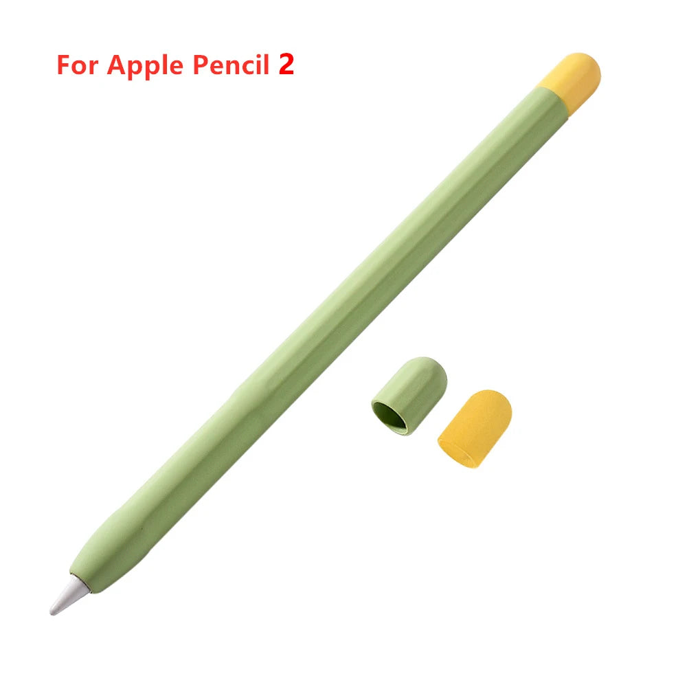 Pencil Case Apple 1st 2th Gen Soft Silicone Protective Sleeve Zpaxo Pencil 2nd-Tea Green