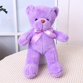 Multicolored Ribbon Teddy Bear Plush Toy Soft Animal Dolls Birthday Zpaxo PURPLE