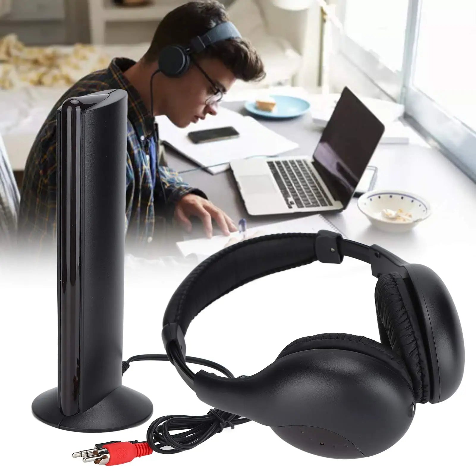 1 Wireless Headphones Hifi Deep Bass FM Radio Over Ear Monitoring TV