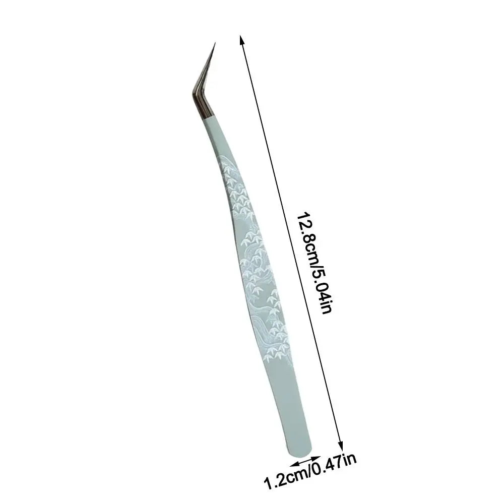 Stainless Steel Curved Stickers Tweezers Precision Anti-static False Zpaxo