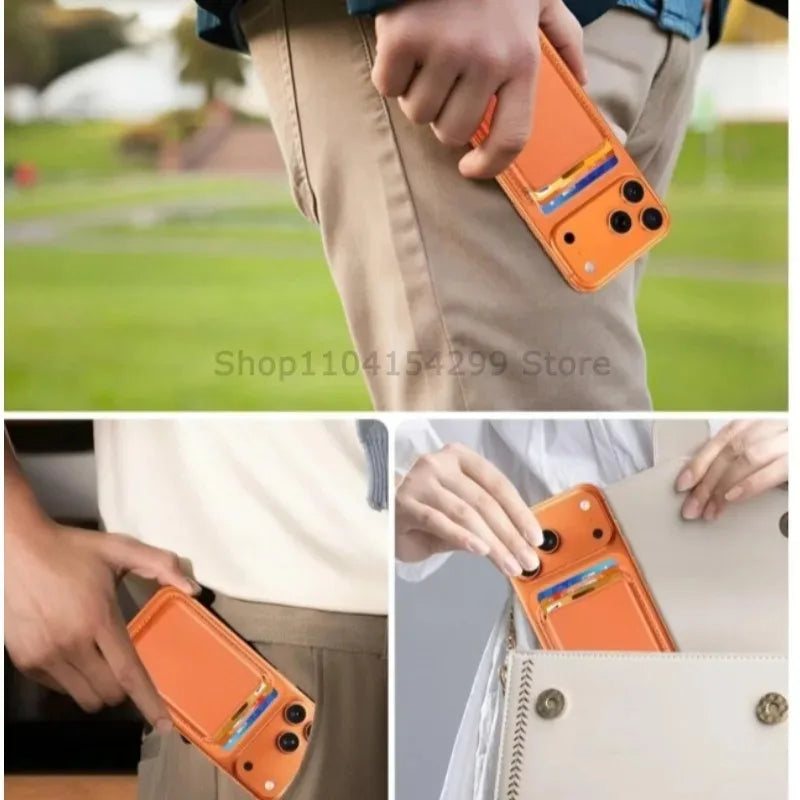 Strong Magnetic Suction Multifunctional Leather Back Sticker Card Holder Wallet Magnetic Card Holder Wallet with Stand Function Zpaxo
