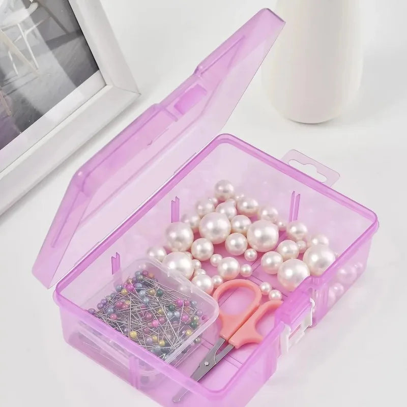 Transparent Plastic Storage Box Multi-use Organizer Jewelry Hardware