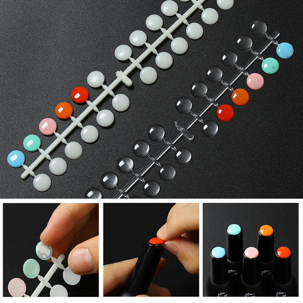 120pcs Nail Polish Display Table With Stickers Polka Dot Color Card Nail Display Board Clear/Nature Color Card Nail Art Tools Zpaxo
