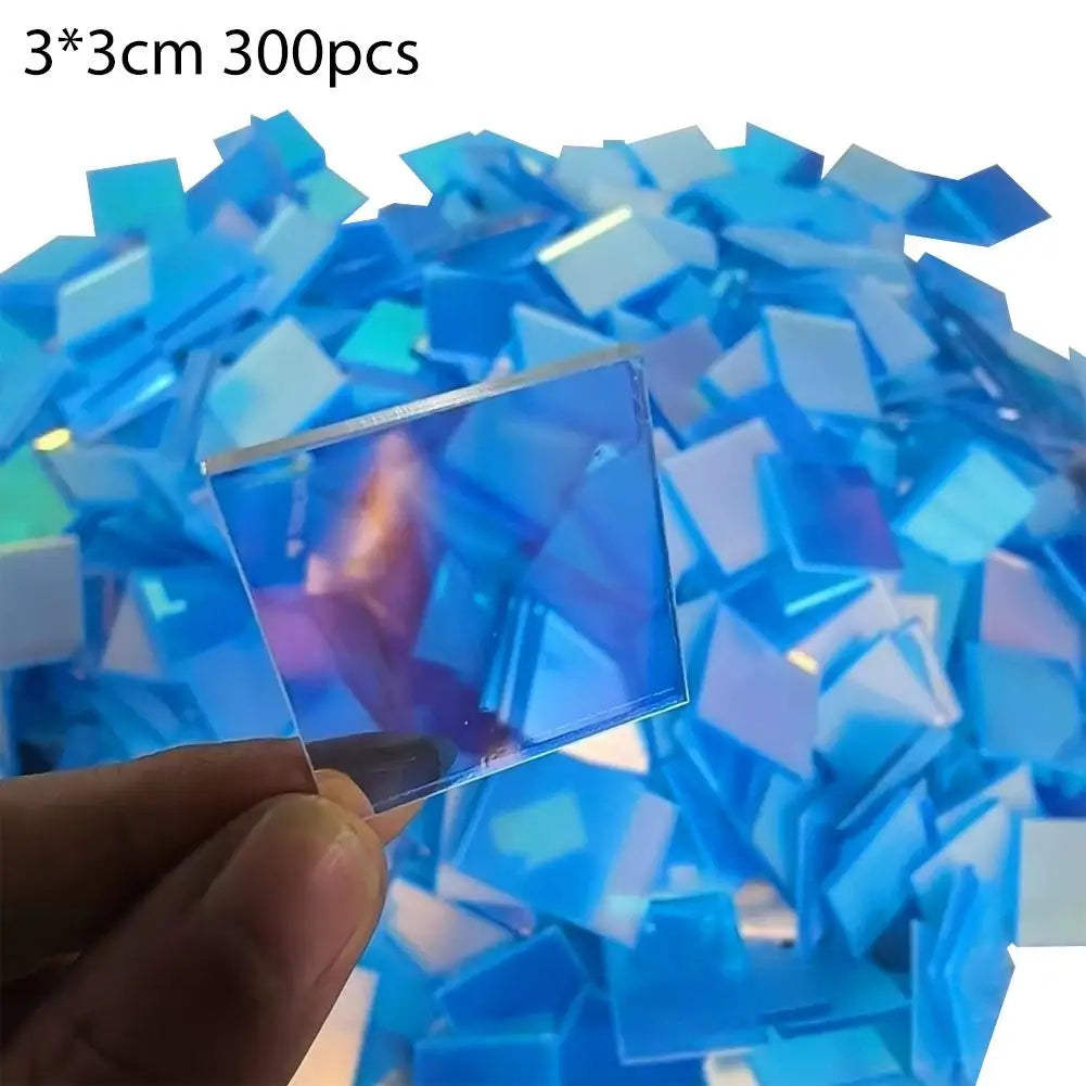 Mini Holographic Acrylic Blocks 100-300pcs | DIY Wall Decor Acrylic Craft Tiles Zpaxo 3X3cm 300PCS