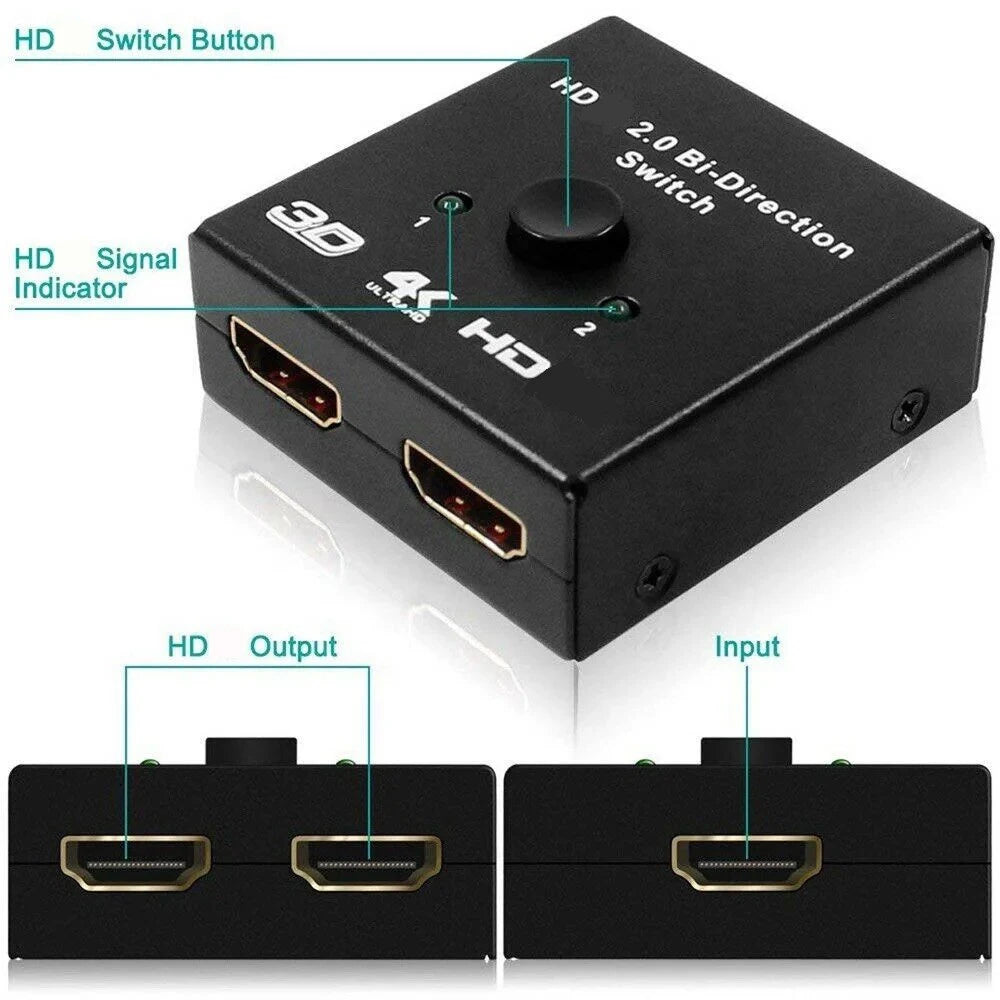 HDTV Switch Bi-direction 2 0 Splitter HDMI-compatible 1x2 2x1 Adapter Zpaxo