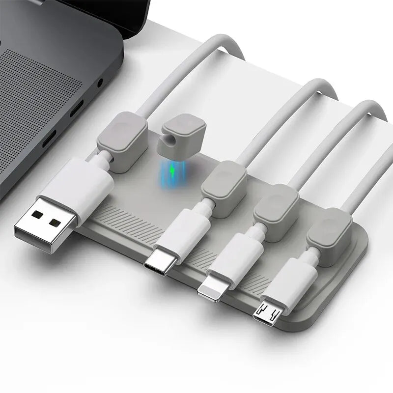 Car Mounted Magnetic Cable Management Silicone Clamp Desktop