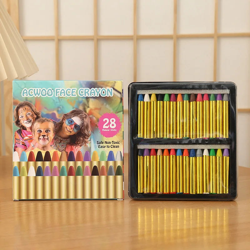 28/36 pcs Face & Body Paint Crayons Set,Non-Toxic Safe Makeup Sticks,Face & Body Painting Art Crayons kit For Mardi Gras Makeup Zpaxo