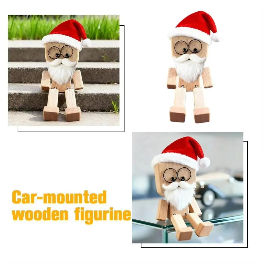 Mini Christmas Shaking Wooden Man Leg-swinging Magnetic Figurine Cute Zpaxo