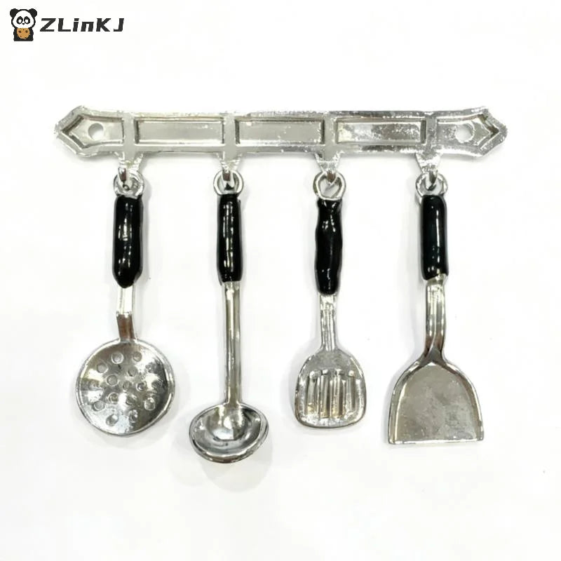 ▶1 Set Simulation Models Dollhouse Vertical Hanging Spatula Soup Spoon Funnel Miniature Kitchen Scene Tools DIY Decoration Zpaxo