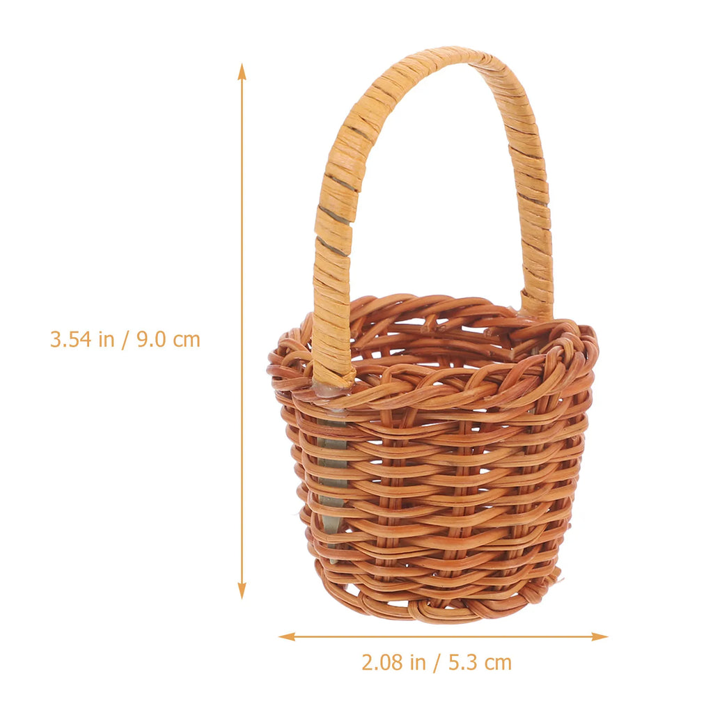 Mini Rattan Basket Small Exquisite Rustic Woven Flower Arrangement
