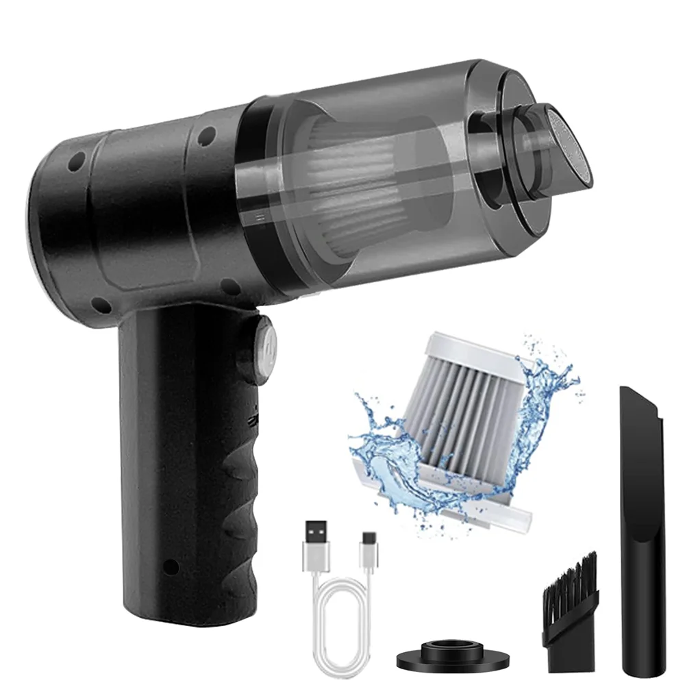Cordless Handheld Vacuum Cleaner High Power Mini Portable Car Dust Collector with Hairdryer Function for Auto Interior Cleaning Zpaxo black
