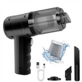 Cordless Handheld Vacuum Cleaner High Power Mini Portable Car Dust Collector with Hairdryer Function for Auto Interior Cleaning Zpaxo black