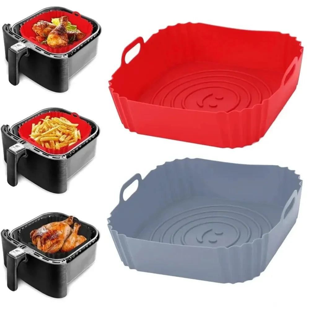 1PC Reusable Airfryer Pan Liner Accessories Silicone Air Fryers Oven Baking Tray Pizza Fried Chicken Airfryer Silicone Basket Zpaxo