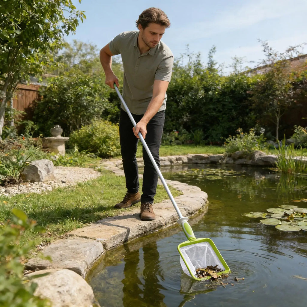 Pool Cleaning Net Fine Mesh Skimmer Rake Scoop Detachable Handle Tub