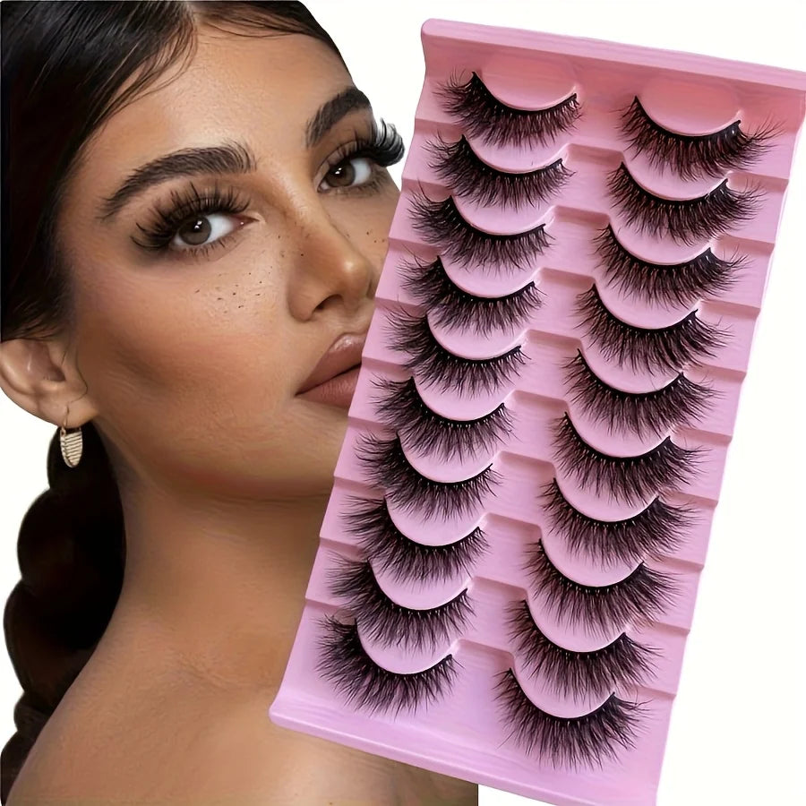 NEW 10 Pairs Cat Eye Lashes Fluffy Faux Mink Lashes 5D Wispy Lashes Pack Dramatic Long Thick Volume Eyelashes False Eyelas Zpaxo
