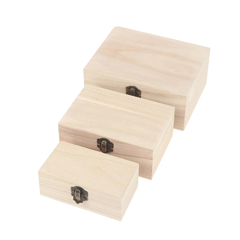Retro Wooden Storage Box Lid Multifunction Hinged Boxes Packing