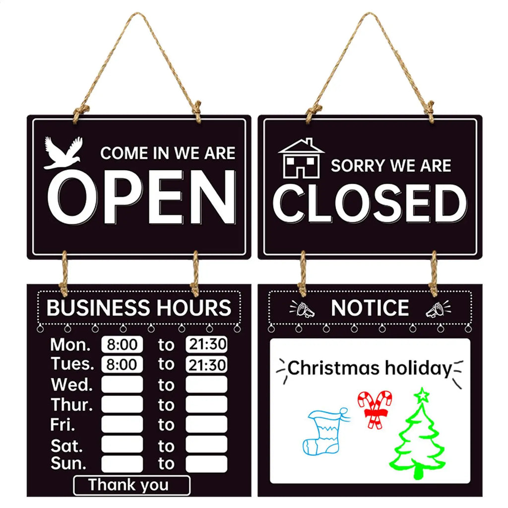 Double Sided Store Hours Sign Open Closed Decorative Welcome Boards