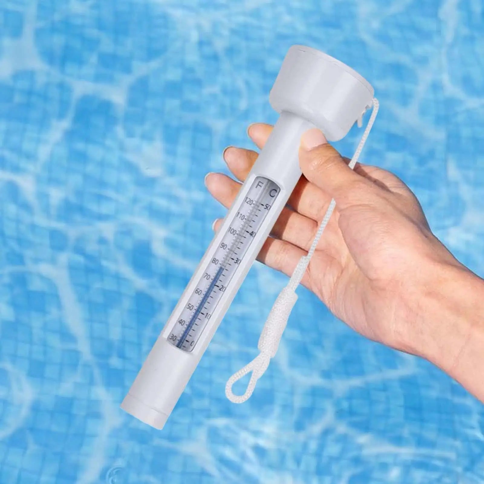 Pool Temperature Gauge Pond Meter With Rope 0-50 Floating Water Temperature Gauge Pool Accessory For Indoor Outdoor Home Spa Zpaxo