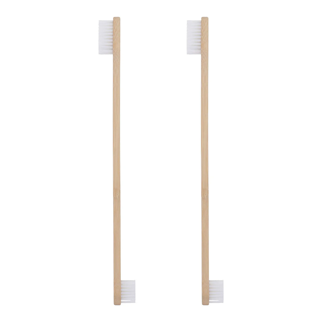 2Pcs Pet Toothbrush Double-Head Bamboo Handle Non-Slip Comfortable Dog Cat Oral Cleaning Tool Prevent Plaque Tartar Gingivitis