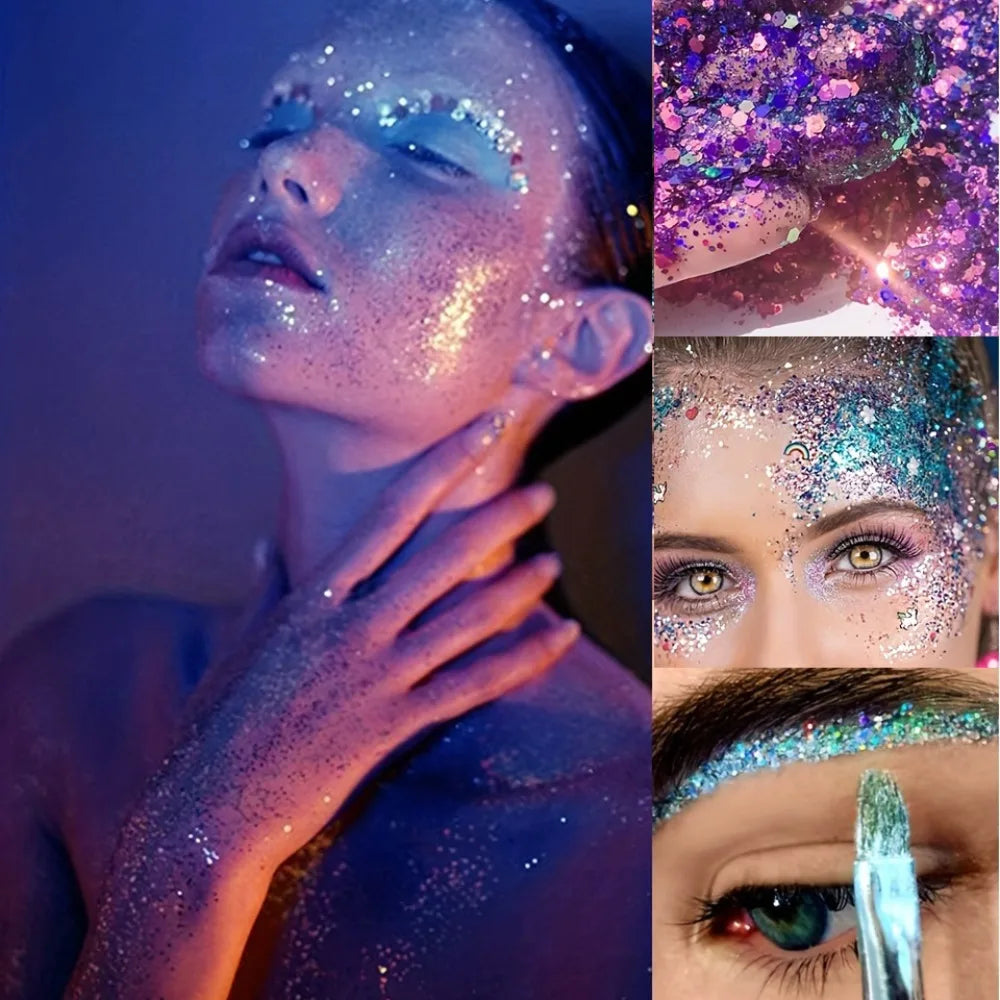 Chameleon Glitter Gel Sequins Eye Body Hair Makeup Long-lasting Zpaxo