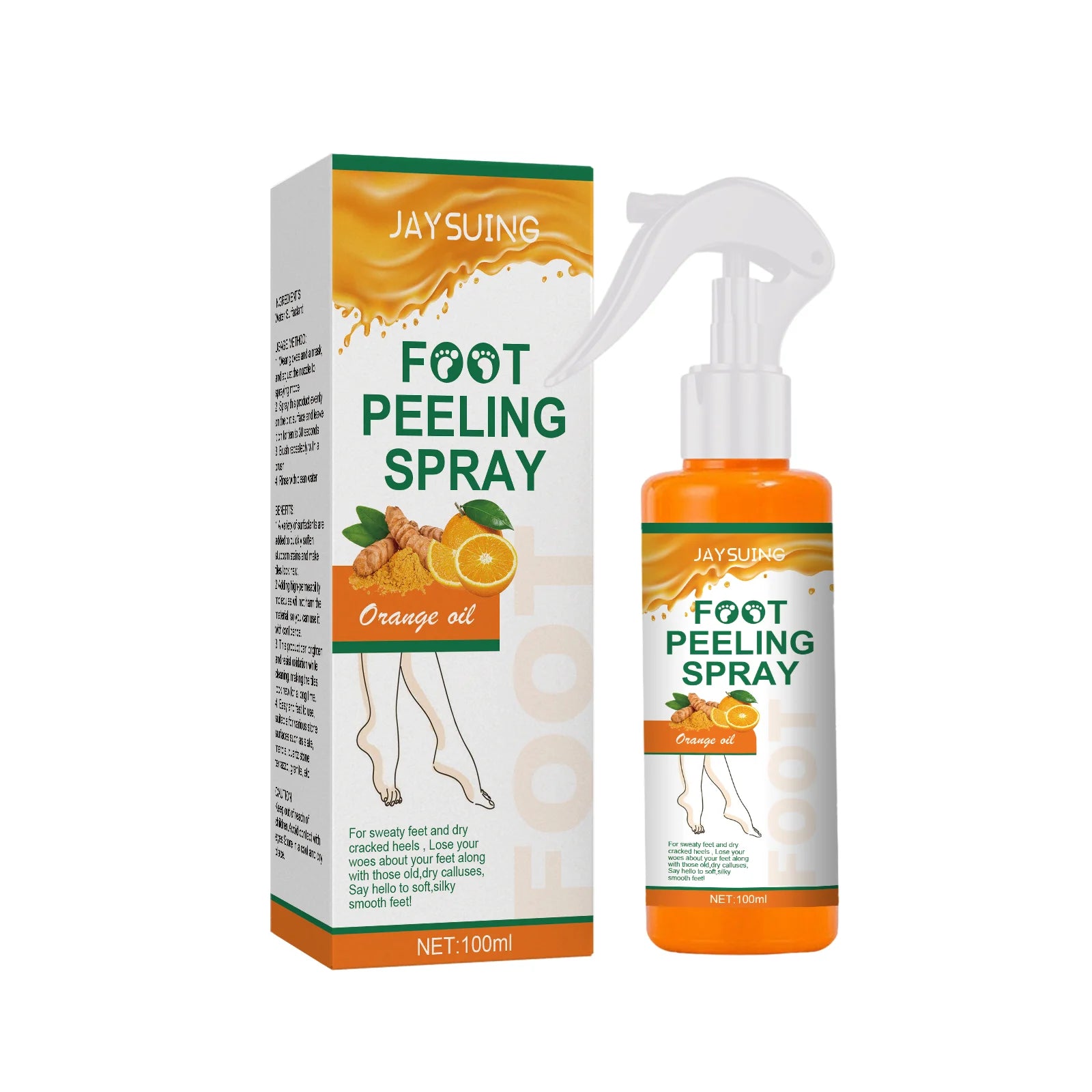Orange Oil Foot Peeling Spray – Exfoliate & Soften Cracked Heels Foot Exfoliating Spray Zpaxo 100ml Boxed