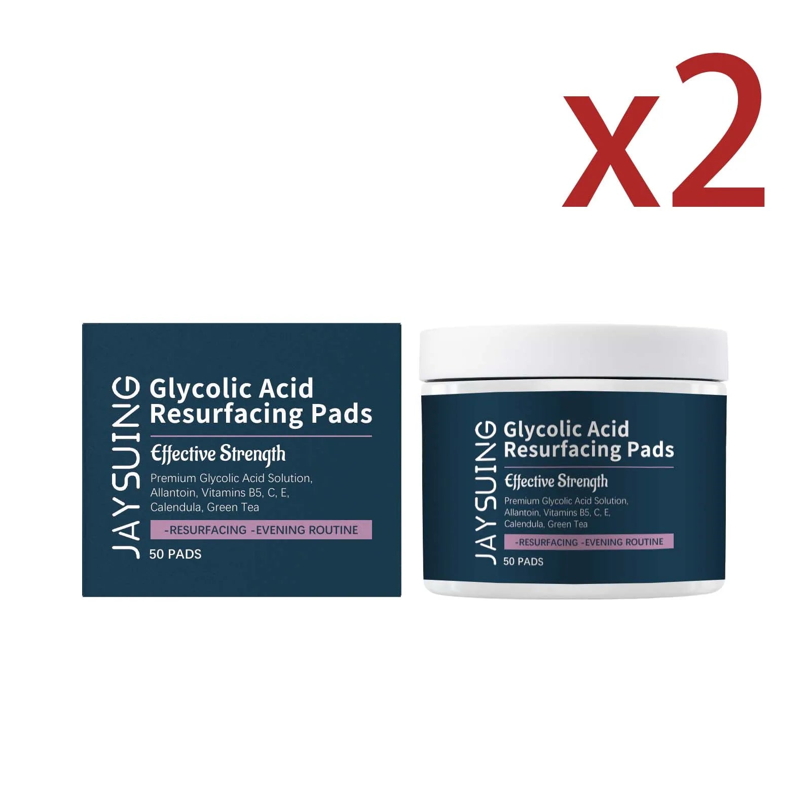 Glycolic Acid Exfoliating Cotton Pads – Shrink Pores, 50ct Exfoliating Face Pads Zpaxo 2x50PADS
