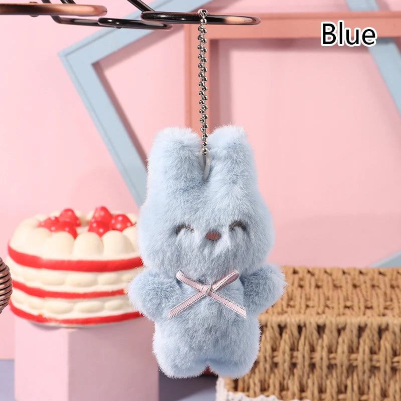 ▶1PCS Cute Rabbit Plush Keychain Cartoon Bunny Pendant Soft Stuffed Doll for Kids Backpack Bag Decorative Toy Zpaxo Blue
