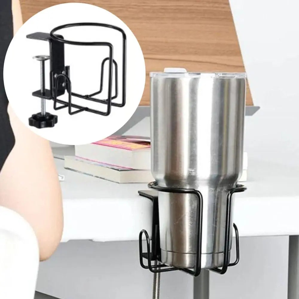 Horizontal Vertical Mount Clip on Table Cup Holder Universal Metal Frame Desk Drinks Bracket Convenient Securely Attach Zpaxo -