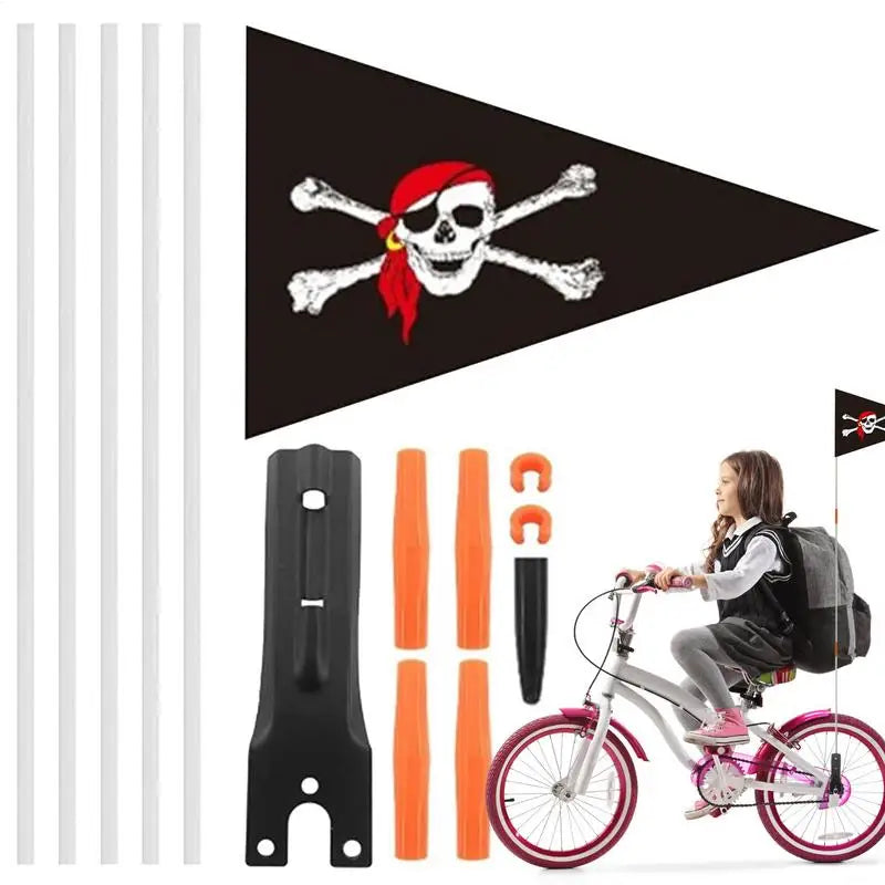 Adjustable Height Bicycle Flag Waterproof Kid Safety Flags Flagpole