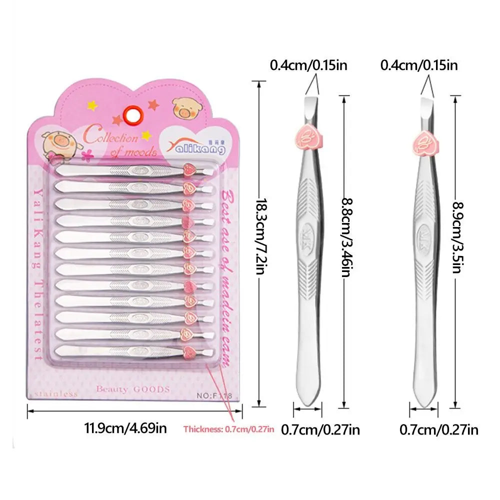 Stainless Steel Eyebrow Grooming Tweezers Straight Mouth Diagonal Zpaxo