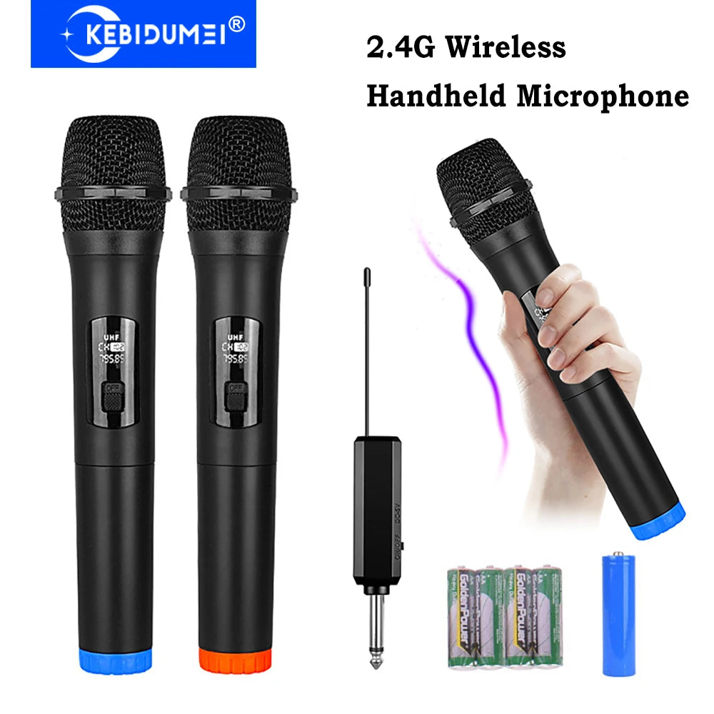 Wireless Microphone 2 Channel Handheld Microphones Karaoke KTV