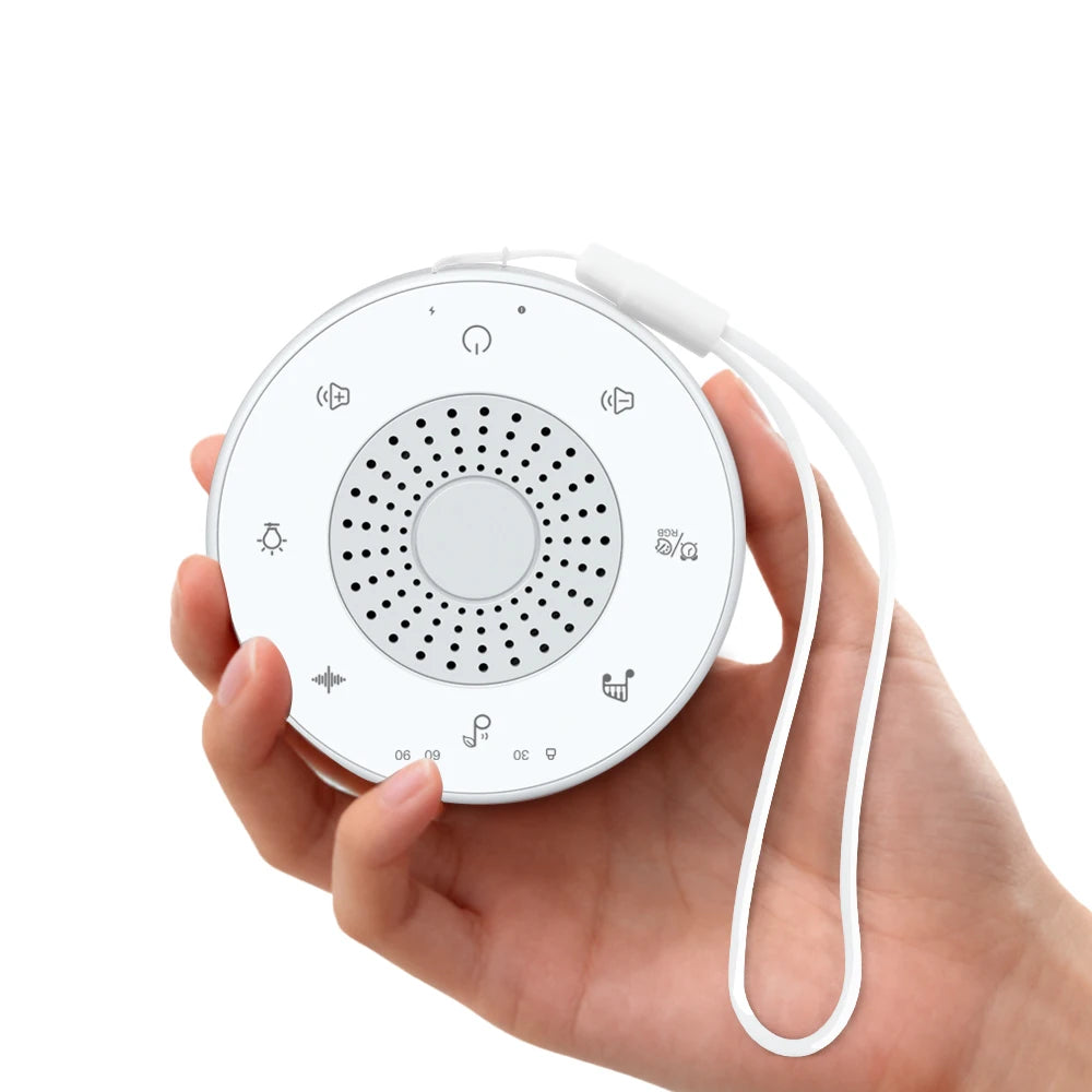 Portable Baby White Noise With 1000mAh 30 Soothing Sounds 5 Colors Night Lights And Timer Baby Sleep Soother For Stroller & Crib Zpaxo White