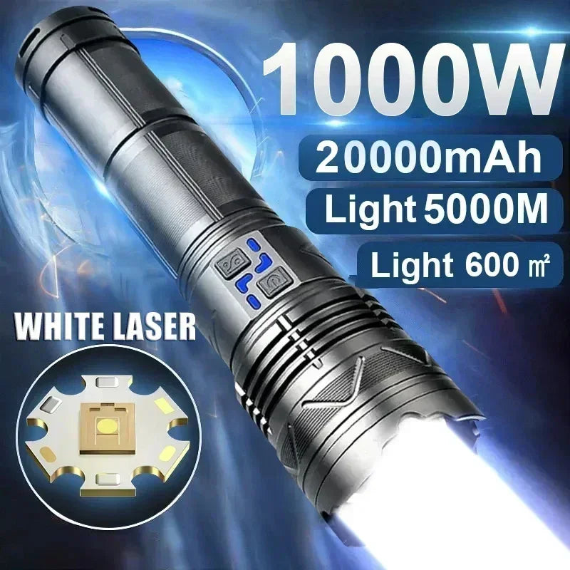 Super Bright LED Tactical Flashlight – 1500m Rechargeable Torch