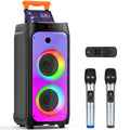 T8 Karaoke System 2 Wireless Microphones Large Bluetooth Speaker Zpaxo black