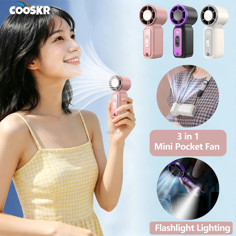 Portable Fan Mini Handheld USB Rechargeable Speed Air Cooler Pocket