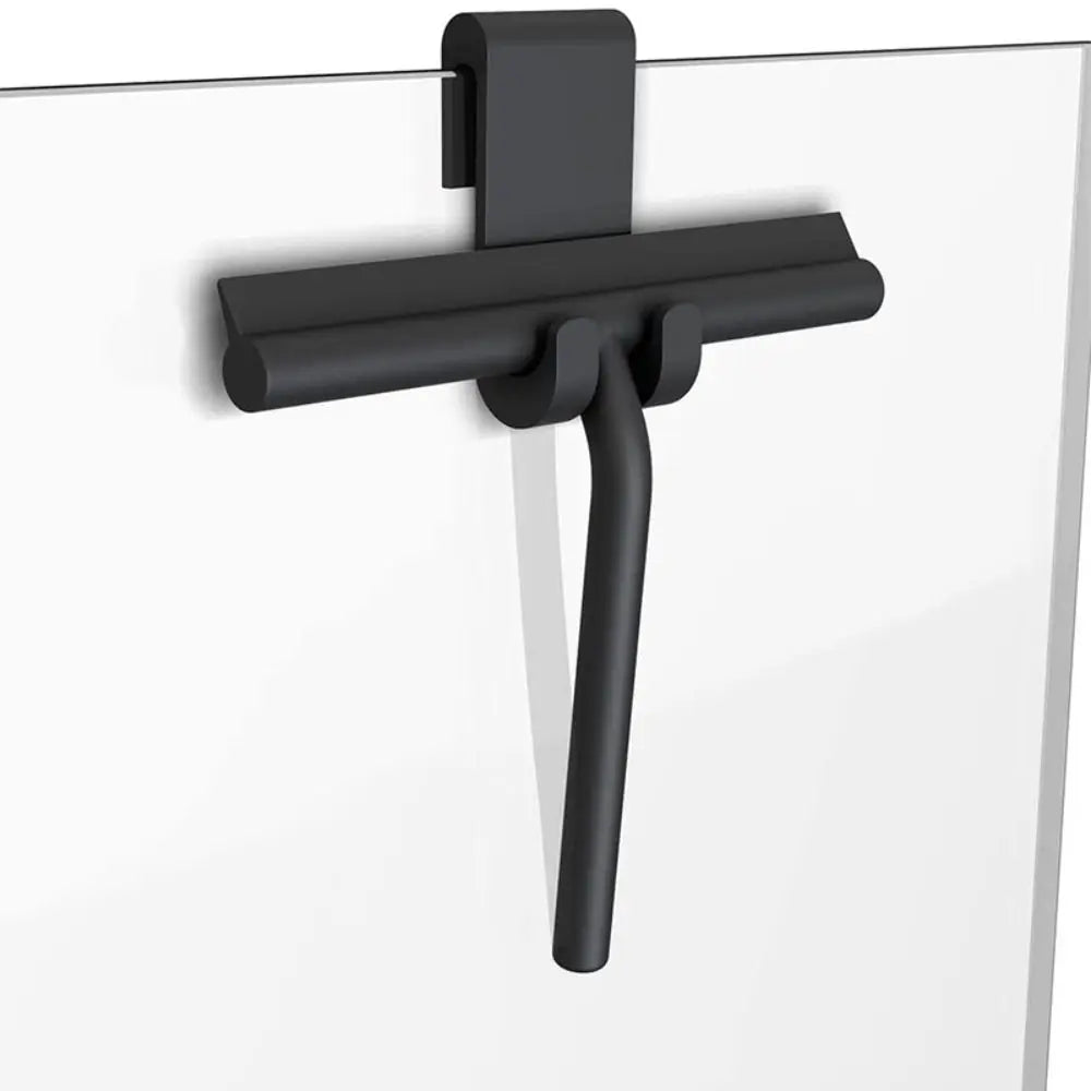 Matte Black Shower Squeegee Silicone Material Streak Free Glass Wiper With Handle Hanging Holder Silicone Squeegee Zpaxo