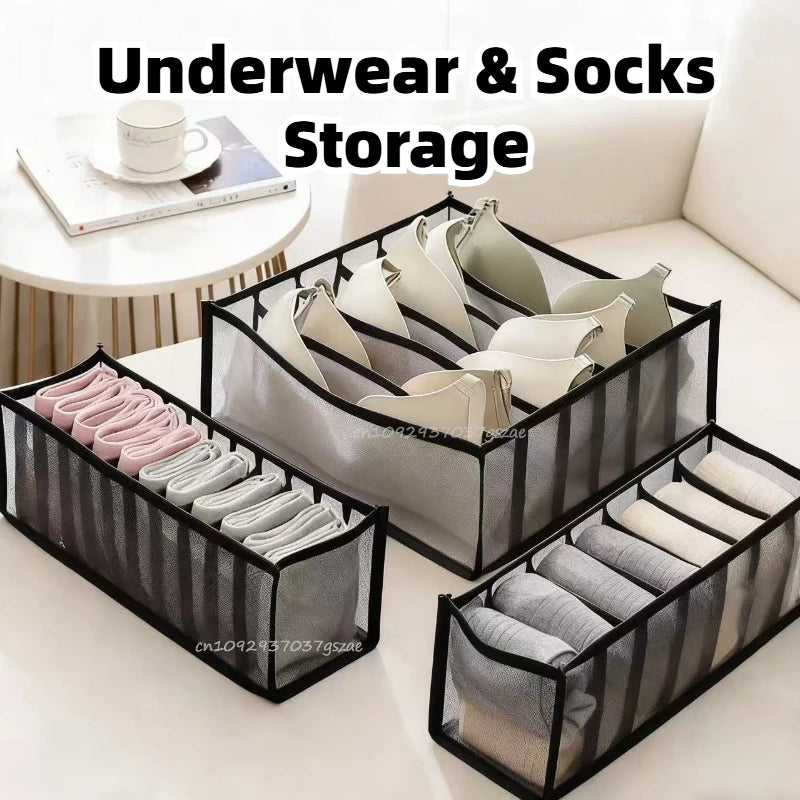 11 Compartment Home Collapsible Underwear Storage Box Nylon Organizing Dormitory Storage Socks Bra Jeans Foldable Drawer Zpaxo